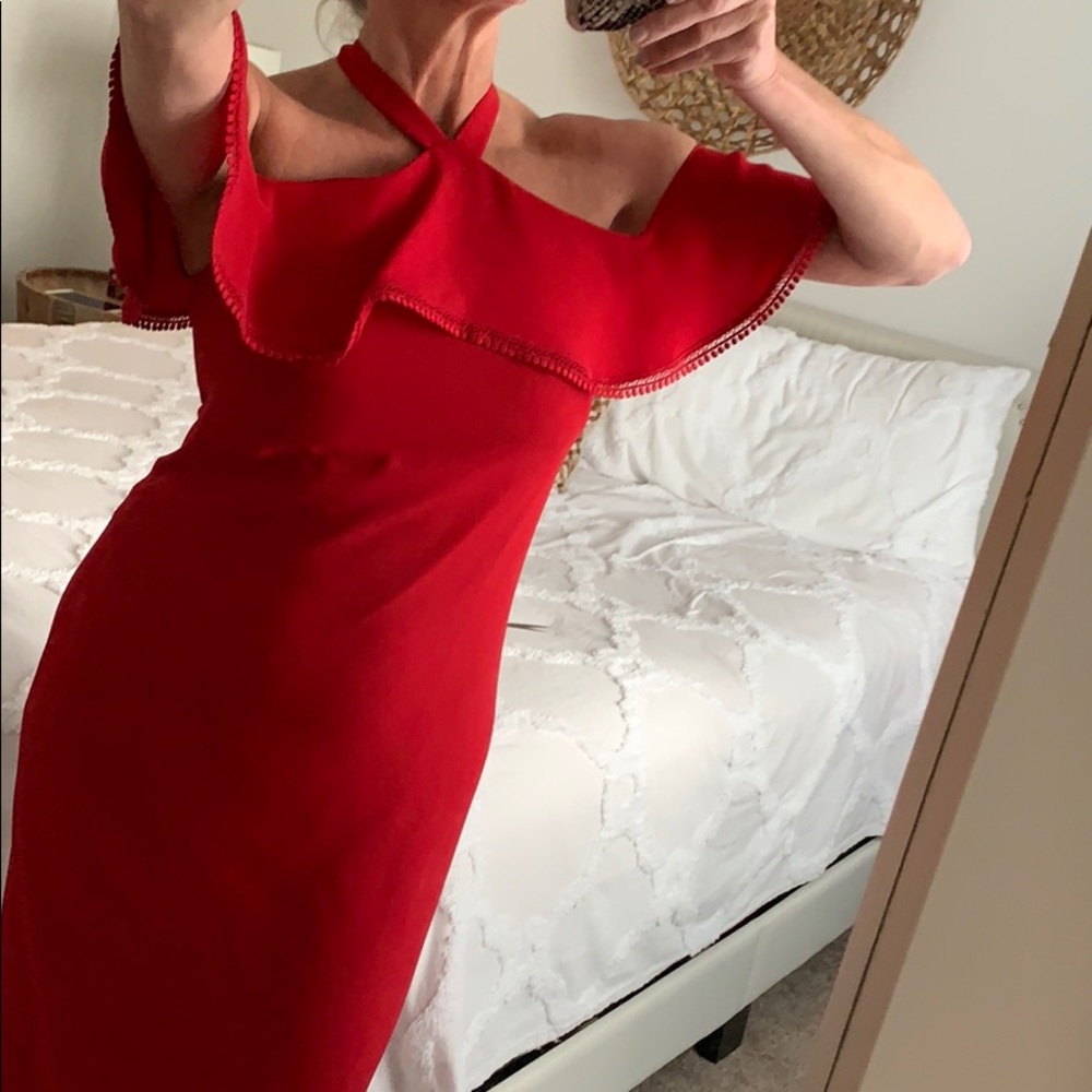 Off shoulder red dress